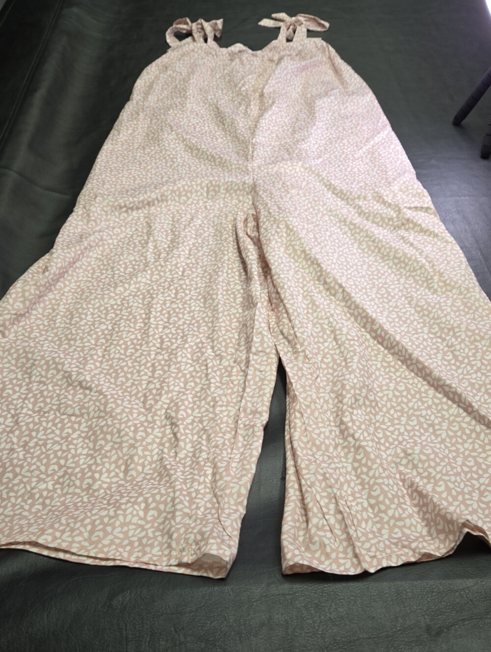 Tie-Shoulder Pink Printed Wide-Leg Jumpsuit